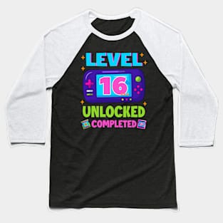 Level 16 Unlocked 16th Birthday Boys Video Game B-day Gift For BOys Kids Baseball T-Shirt